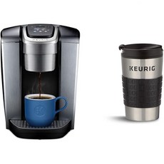 Keurig 큐리그 K Elite 싱글 서브 컵 포드 커피 메이커 브러시드 실버 메이커에 맞는 여행용 머그 1개입 1팩 스테인리스 스틸 202929
