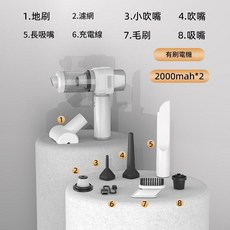 無線大吸力手持吸塵器 2000mah*2, ZY - 3103 - A - 有刷款 - 白色, 如圖
