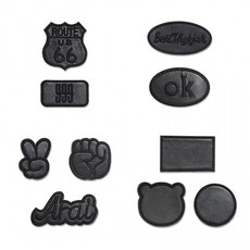 의류 수선 패치 스티커 와펜 자수 테이프 옷감 보수 아이론 부착 검정 무지 디자인, 1개, 04가죽수선패치-무지