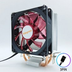 2 히트 파이프 CPU 쿨러 타워 3PIN/4PIN PWM 90MM LED 적색광 냉각 팬 LGA 1366 1150 1155 1200 1700 X79 X, 01 AMD no bracket, 01 고정 컬러, 02 Red-3PIN