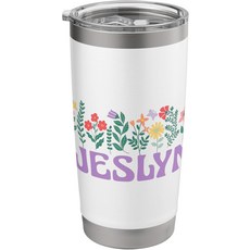 와일드플라워 플로럴 제슬린 이름 어머니의 날 여성 스테인리스 스틸 단열 텀블러, White, 20 Ounces