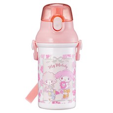 캐릭터 원터치 물통 400ml 유아 어린이 휴대용 물통, 마이멜로디 플라워리스, 1개