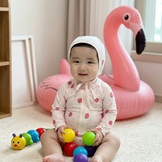 로이앤한나 예쁜 딸기 3개월 6개월 9개월 돌 여아 여자아기 긴팔 수영복 래쉬가드 수모 세트