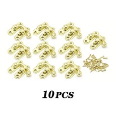 앤티크 청동 철 자물쇠 걸쇠 후크 잠금장치 나사 미니 함 나무 상자 가구 하드웨어 인치인치, 색상: 2. Golden-10pcs, 1개