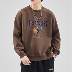 스타일아유 남성용 맨투맨 빅사이즈 95-120까지 오버핏 가을겨울 로스앤젤레스 레터링 베어프린팅 320G면질 티셔츠 TS3804