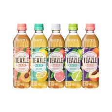 티즐 제로 5종 모음(유자그린티/라임민트/블랙자몽티/피치우롱티/피치얼그레이) 총, 500ml, 40개