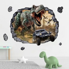 요브키 보호 공룡 벽 데칼 스티커 수채화 디노 뉴트럴 보육원 장식 식물 홈 장식 여자 아이들, 3d Dinosaur