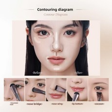 DEZONE 더블 엔드 메이크업 브러쉬 2 in 1 하이라이트 & 코 윤곽 초보자를 위한 휴대용 페이셜 스컬프팅, 1개