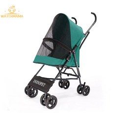 輕便折疊式狗狗推車，外出遛狗車，可拆洗貓咪推車，遮陽小型犬推車, 1個, 綠色-簡約版-承重10.0kg