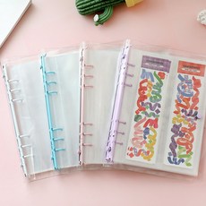 A5 다이어리 바인더 속지포함 투명 비닐 6공 스티커 보관 앨범 인생네컷, 1개, A5 바인더(속지포함) 04.흰색