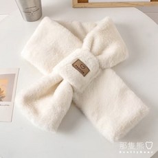 ScottyBear 仿兔毛愛心皮標圍脖 簡約韓版女用圍巾 CM267