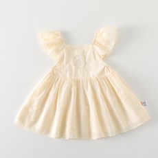 夏季透氣刺繡小飛袖嬰兒公主裙