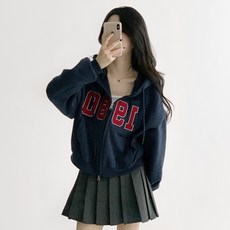 [기모선택] 데이지클로젯 1980 레터링 투웨이 후드집업 / 봄 여름 가을 겨울 간절기 두꺼운 루즈핏 긴팔 후드티 여성 여자 학생 교복템 아우터 기본템 트레이닝복 캐주얼 빅사이즈