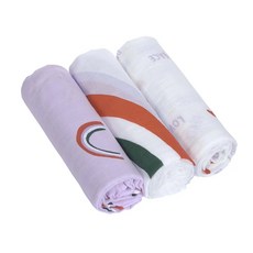 Lassig 超柔手感竹纖維嬰兒包巾毯，親膚透氣，多功能用途，呵護寶寶嬌嫩肌膚, 粉紫彩虹 3入