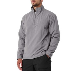 MorwenVeo 남성용 캐주얼 쿼터 지퍼 풀오버 경량 골프 트랙 재킷 세련된 윈드브레이커 야외 및 여행용 미스티 블루 XXL_175835, L, 회색_175835