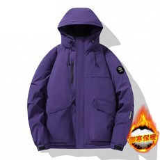 石墨烯智能發熱連帽沖鋒棉衣 加絨加厚保暖登山外套 - 運動戶外短款棉服