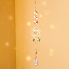 실버 Suncatcher 크리스탈 문 로터스 차크라 매달려 장식 태양 포수 레인보우 메이커 스테인드 글라스 정원 야외 선물, 6)silver 색상 MS487