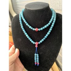 收藏級玻璃體天然藍碧璽108顆項鍊，帕拉依巴藍色搭配紅碧璽，附台灣知名鑑定所證書, 1個