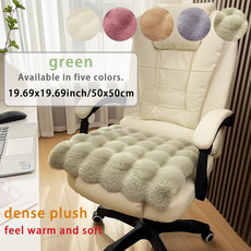 크림풍 뽀송뽀송 인조토끼털 방석 의자매트, 1개, 녹색