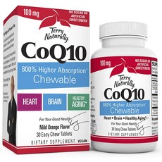 Terry Naturally 輔酶Q10咀嚼錠 100mg 素食無麩質, 1個, 30 件