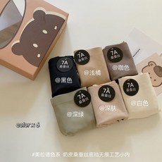 7A 桑蠶絲無痕內褲 少女中低腰透氣款, 熊盒裝內褲-6入, 混色