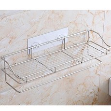 多功能不銹鋼置物架 加強支架 堅固耐用 無痕貼 浴室廚房適用, 1個, B款帶巾架