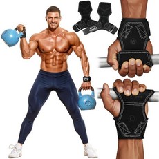 COOBONS FITNESS 역도용 리프팅 손목 스트랩 역도 랩 데드리프트 헤비 파워리프팅 및 조절 가능한 후크 근력 훈련 체육관 운동 남성/여성용 131176 785, Black, 1개