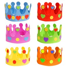 EVA 왕관 만들기 꾸미기 만들기용 완성품 하트 생일파티 왕관, 1.만들기용, 3.분홍