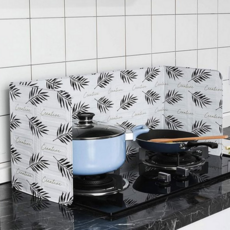 주방 기름 튀김 가드 기름막이 조리용 인덕션 가스 레인지 가드 보호대 방패 스토브 가열 버너 벽면, 화이트 야자