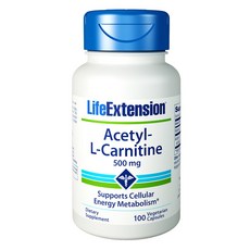 LIFE EXTENSION 乙醯左旋肉鹼素食膠囊 500mg, 100顆, 1個