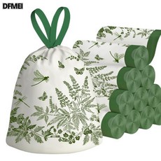 DFMEI 家用手提式垃圾袋, 1個, 免撕印花艾草抽繩垃圾袋:10只1卷【加大加厚】