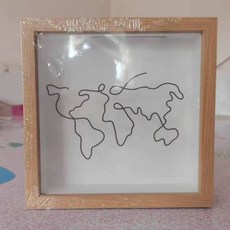 여행 티켓 기념 보관함 우드컬러 0cm 비행기표 기록 개 사진 x 프레임 0, 1개, C. 천연 나무색 클래식 지도