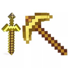 麥塊 MineCraft 麥塊鑽石劍鎬二合一 麥塊弓箭 玩具弓箭 變形武器玩具 模型 生日禮物【台灣出貨】, 1個, 官方金色二合一變形鎬