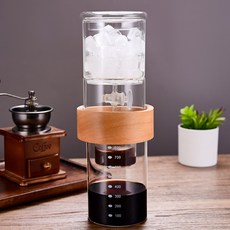 玻璃冰滴咖啡壺 單層木環設計 1000ml, 單層木環冰滴壺玻璃水龍頭, 1個