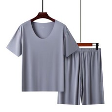(1+1) 100% 냉감원단 쿨잠옷 상하의 세트 정말 시원한 냉장고 심리스 반팔 반바지