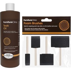 Furniture Clinic 가구복원제 티크 오일 + 폼 브러쉬 콤보 500ml
