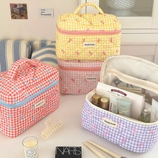 누빔 퀄팅 다용도 기저귀 여행 화장품 파우치 가방 3color, 3.핑크 로맨틱 파우치