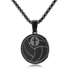 Omodofo 운동 선수 스포츠 목걸이 야구 축구 배구 펜던트 영감을 주는 성경 구절 루크 1:37 기독교 주얼리 선물 남성 청소년 세례 첫 영성체 선물. 미디엄 스테인리