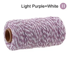 면끈 베이커끈 2mm 100M 면코드 DIY 컬러풀 매크라메코드 면공예끈, 1개, Light Purple White