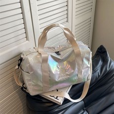 漸變旅行包乾溼分離大容量游泳包女健身包運動訓練手提旅遊收納袋, 炫彩白色, 1個