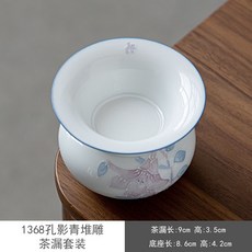 貝貝 堆雕陶瓷茶漏組, 1368孔影青堆雕茶漏組, 1個
