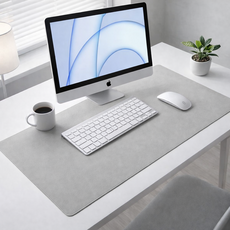 데일리코브 프리미엄 가죽 논슬립 데스크매트 와이드 장패드 책상보호, 라이트 그레이