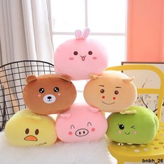 台灣出貨 抱枕【親膚柔軟無異味】辦公室午睡枕頭可愛卡通熊暖手捂抱枕靠墊豬暖手寶可插手枕暖手筒, 哈士奇,約30x20厘米（親膚面料）