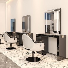 양면 경대 헤어샵 조명 헤어숍 테이블 테스 유럽식 원목 200X80 대기실, 싱글 싱글 블랙 티타늄, 1개