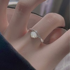 실버 925 도금 자개 조개 껍질 레이어드 오픈링 반지 실버