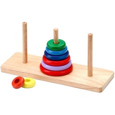 원판옮기기 퍼즐놀이 초등수학 하노이탑 방문수학 나무블록 도형놀이 교육기관 끼우기, 1세트