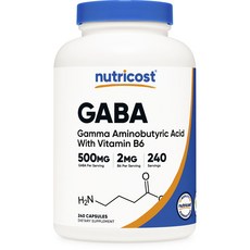 nutricost GABA 維生素 B6 500 毫克膠囊, 240件, 1個