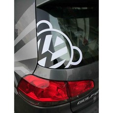 【逸品汽車百貨】福斯 大眾偷窺熊 後窗 後擋 後蓋 貼紙 防水 GOLF 3 4 5 6 LUPO POLO, 1個, 公熊整張