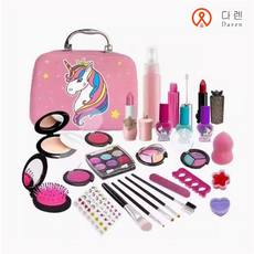 다렌 키즈뷰티 프로페셔널 장남감 선물박스 화장품놀이 화장가방 완구세트 메이크업 박스, 1세트, 레인보우 말 메이크업 선물 세트
