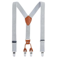 AWAYTR 어린이 남아 성인용 멜빵 - 4가지 사이즈 튼튼한 금속 클립 신축성 있는 조절 가능한 서스펜더 회색. 181852